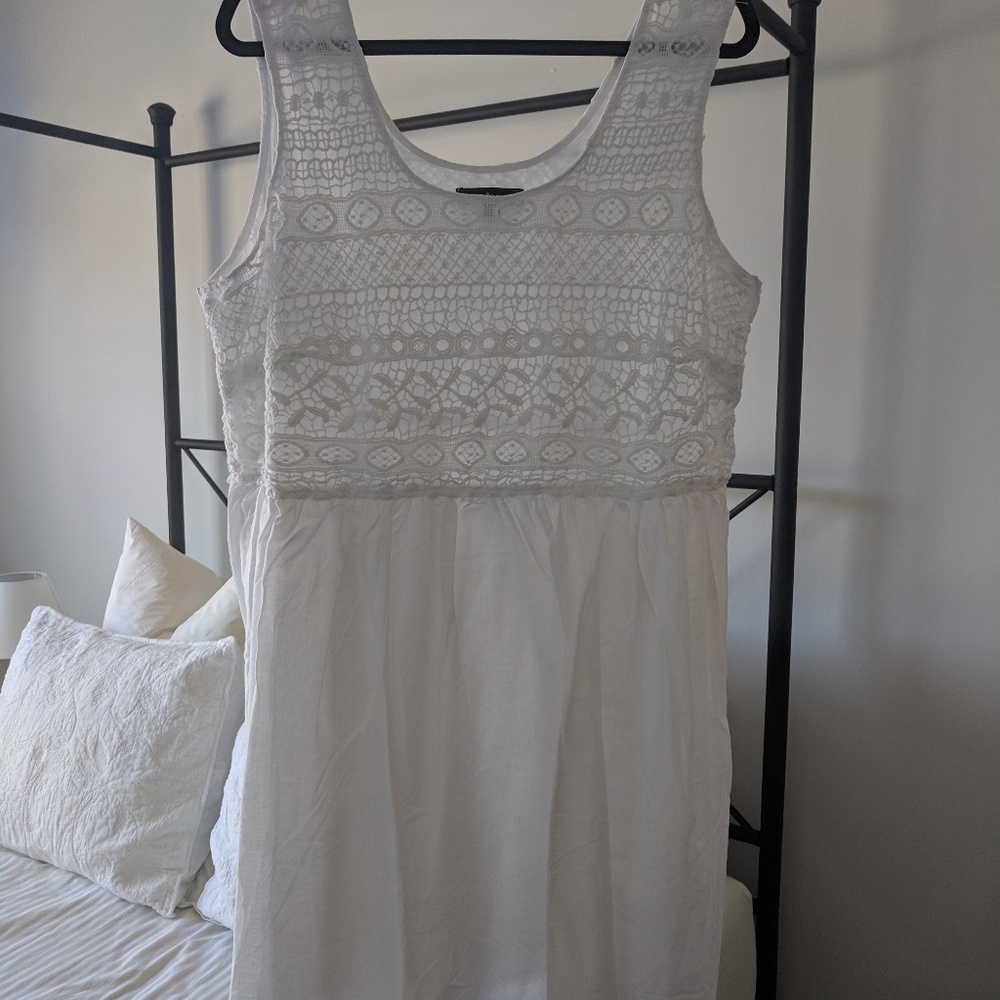 White crocheted top cotton dress